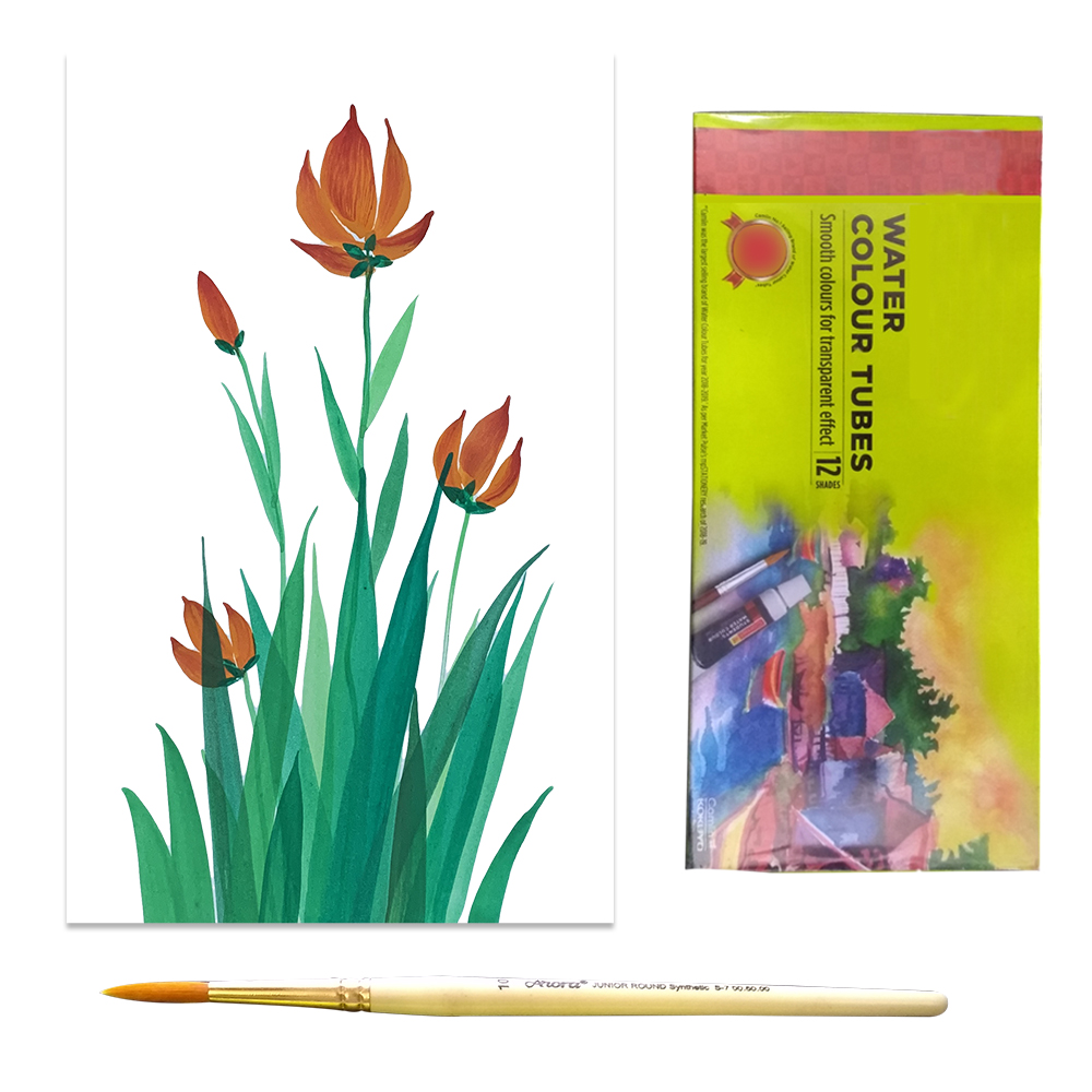 One Stroke Painting on Paper DIY Kit Multi Color Flowers by Penkraft